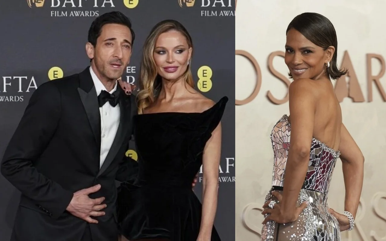 阿德里安·布羅迪（Adrien Brody）的女友在奧斯卡（Oscars）2025上與演員的哈莉·貝里（Halle Berry）鎖著嘴唇上的沉默